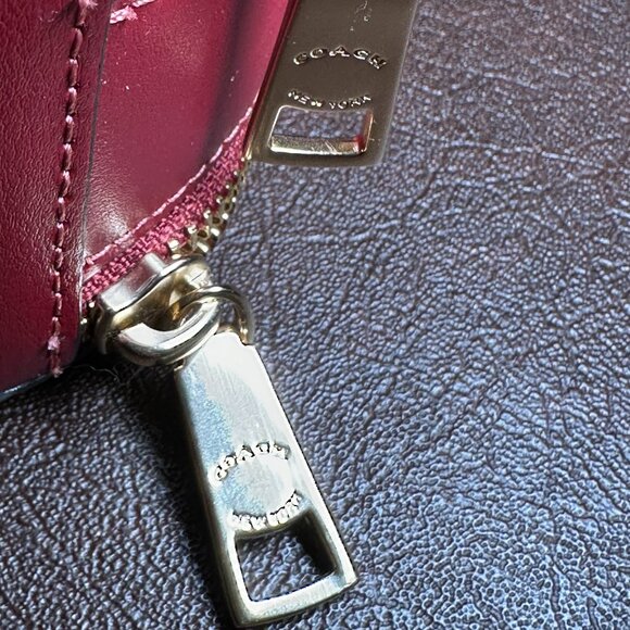 COACH Heart Crossbody Bag Signature Cherry Print Canvas CY706 Tan and Red - Picture 12 of 16